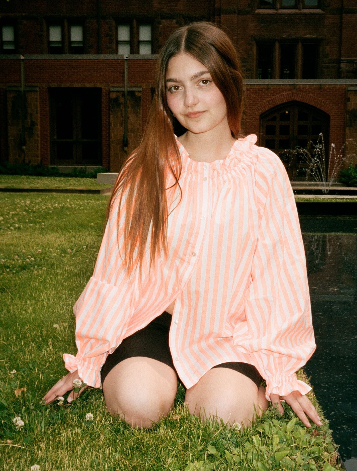 Claire Blouse - Striped Cantaloupe - Sample