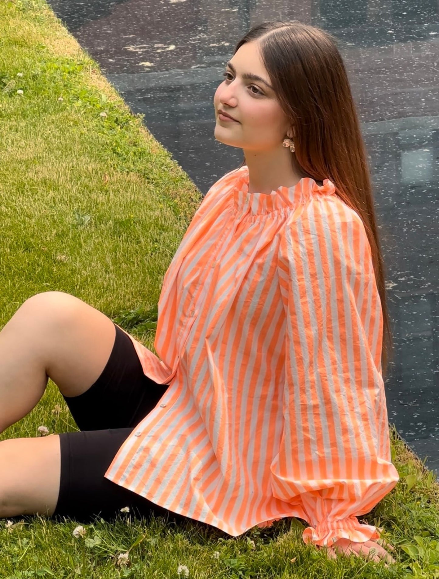 Claire Blouse - Striped Cantaloupe - Sample