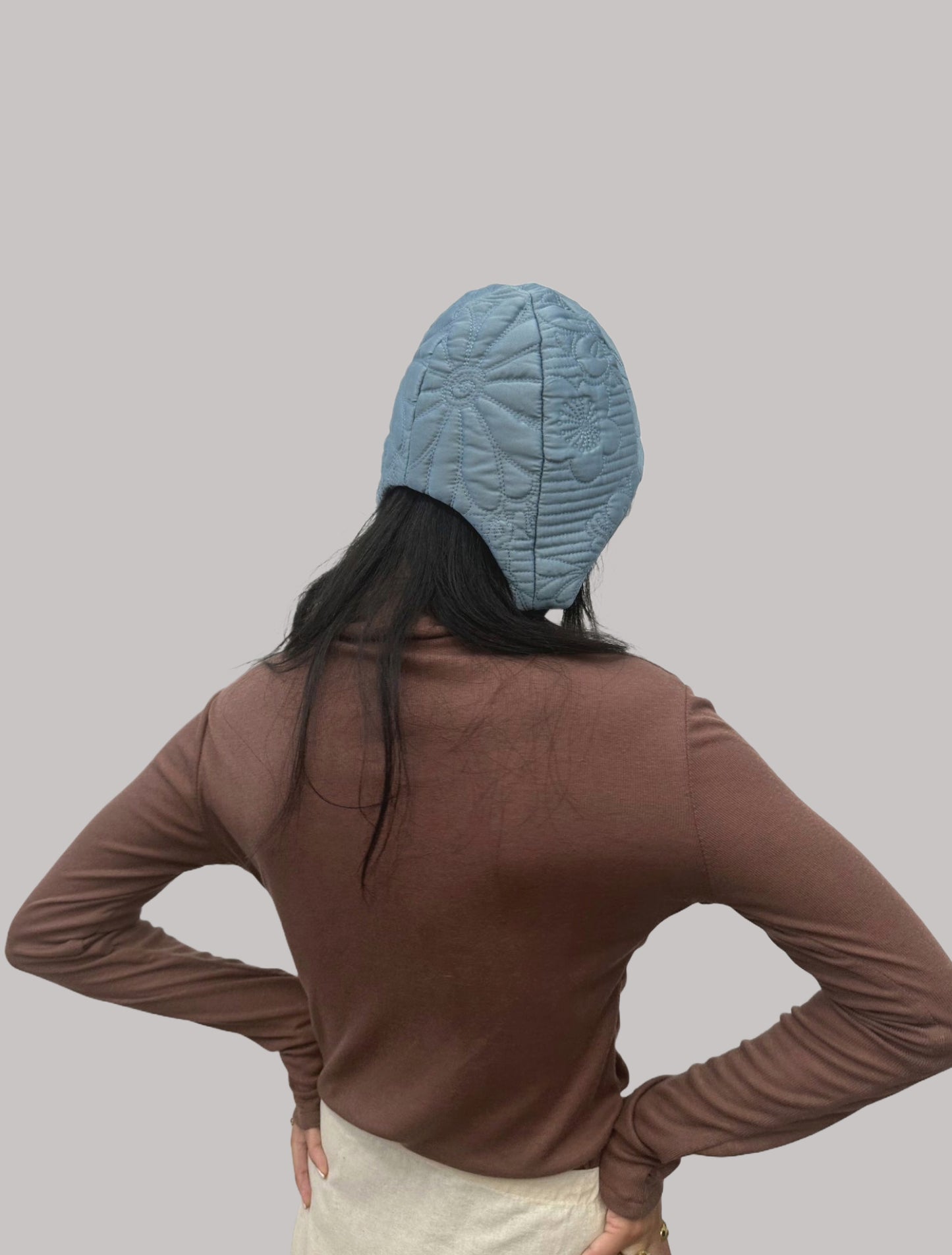 Quilted Cap - Celeste Satin