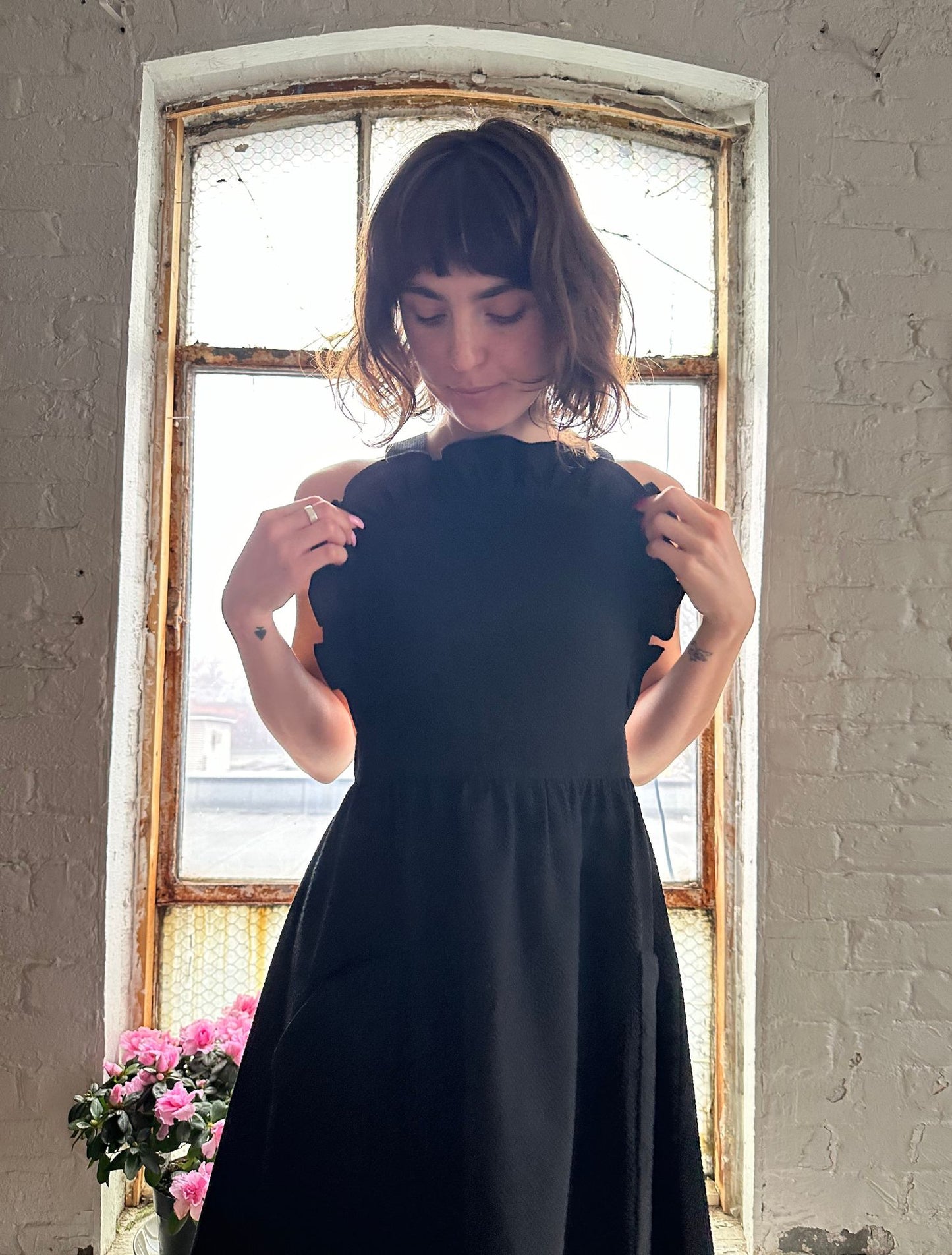 Katie Dress - Midnight Seersucker - Sample - S