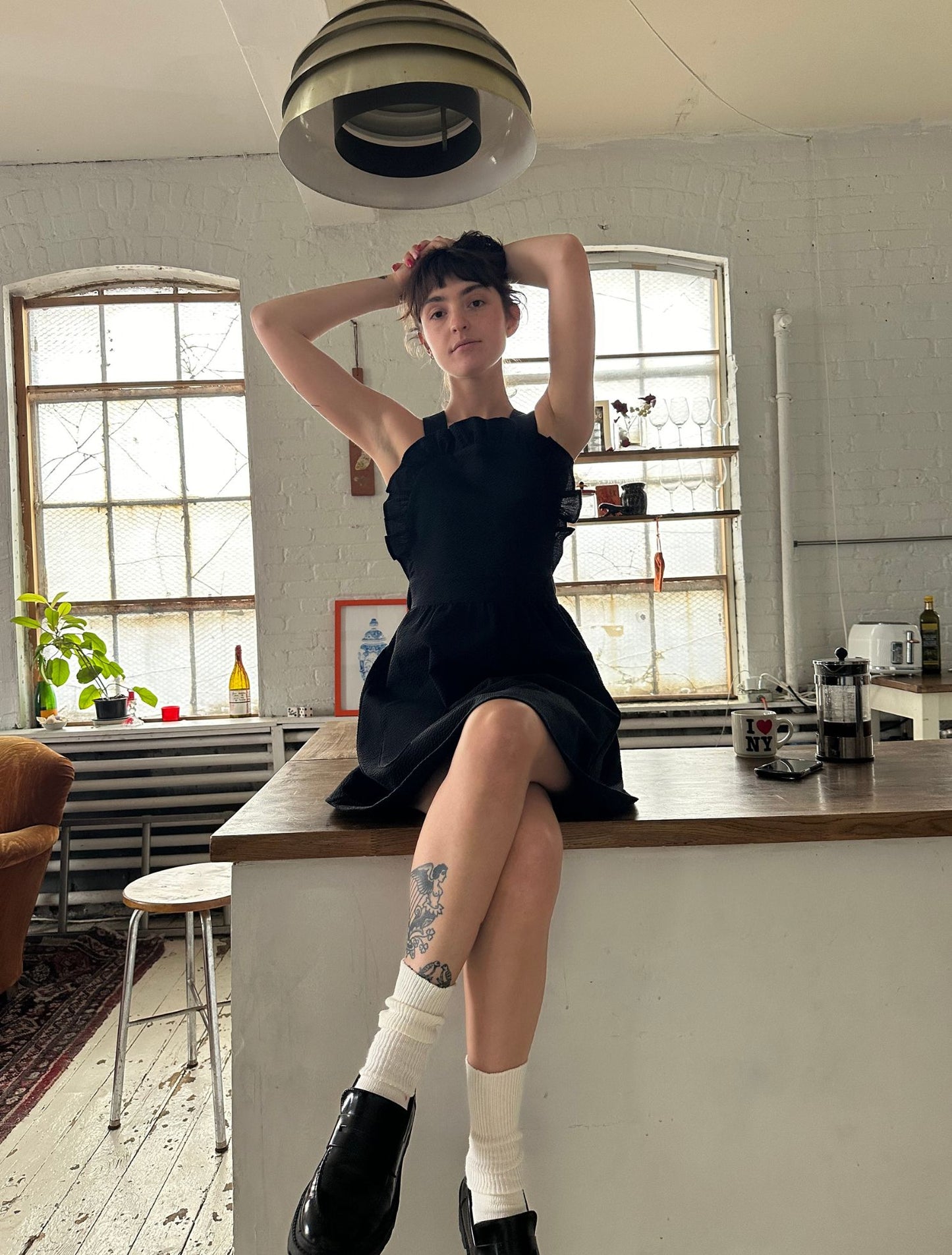 Katie Dress - Midnight Seersucker - Sample - S