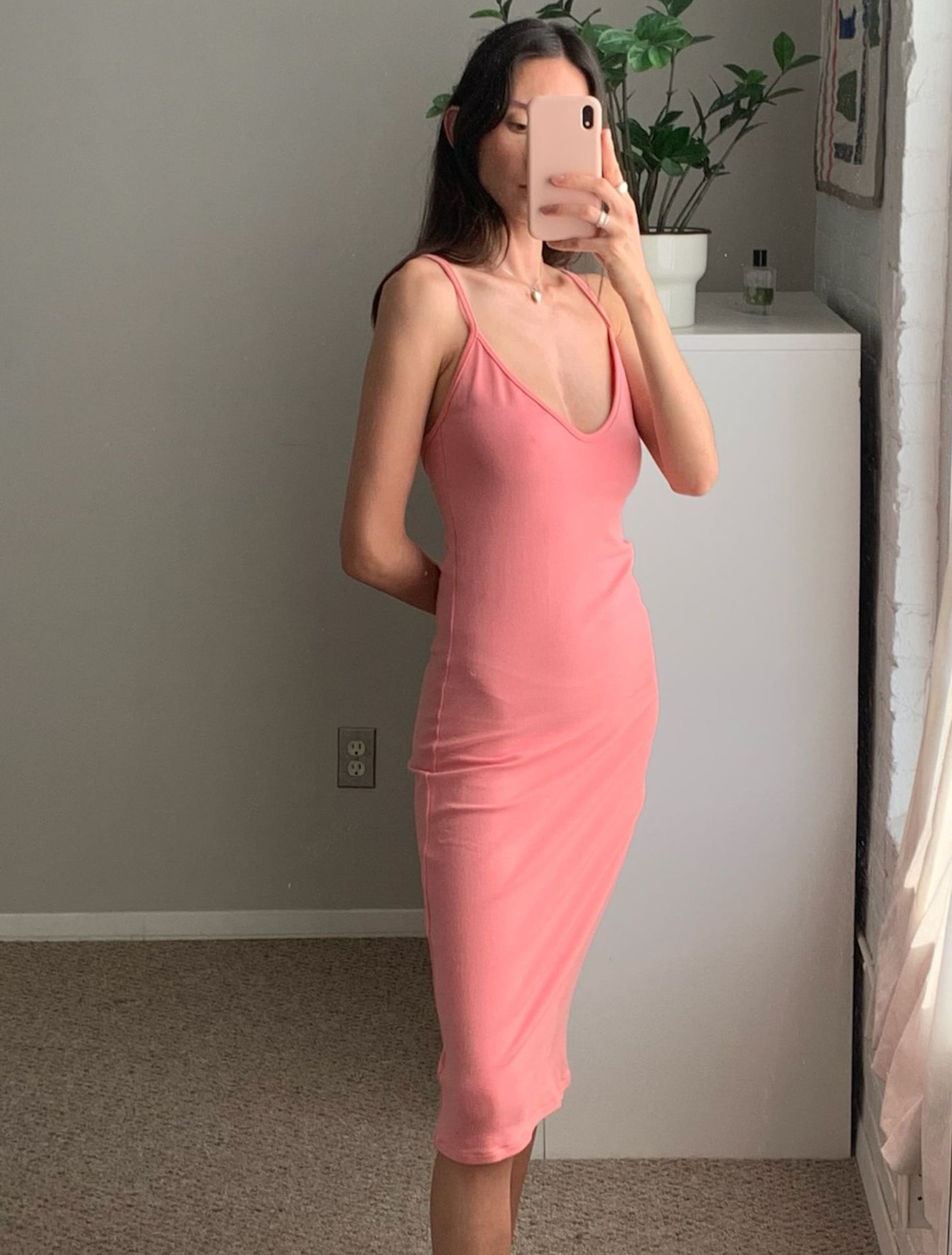 Melinda Slip Dress - Matte Pink