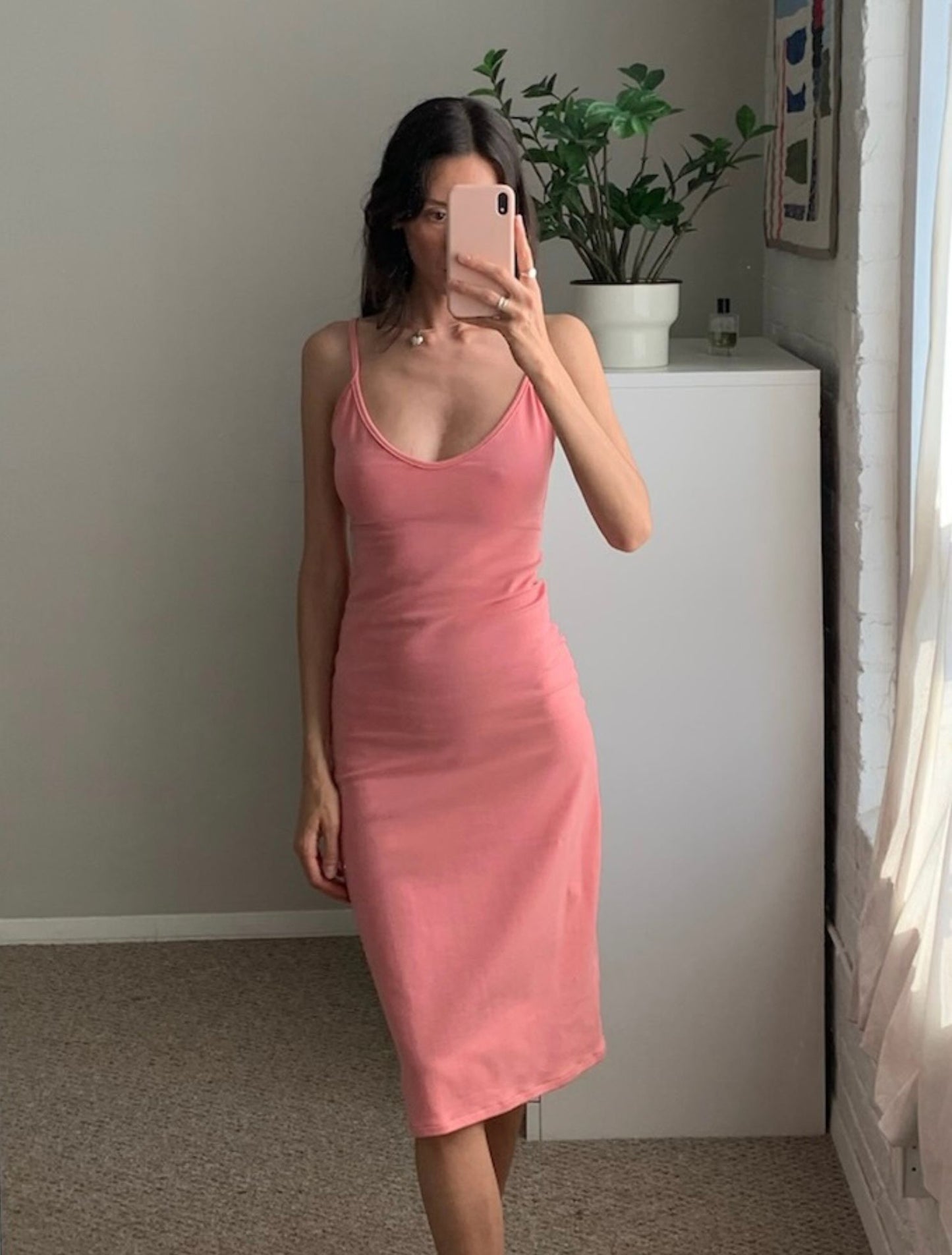 Melinda Slip Dress - Matte Pink