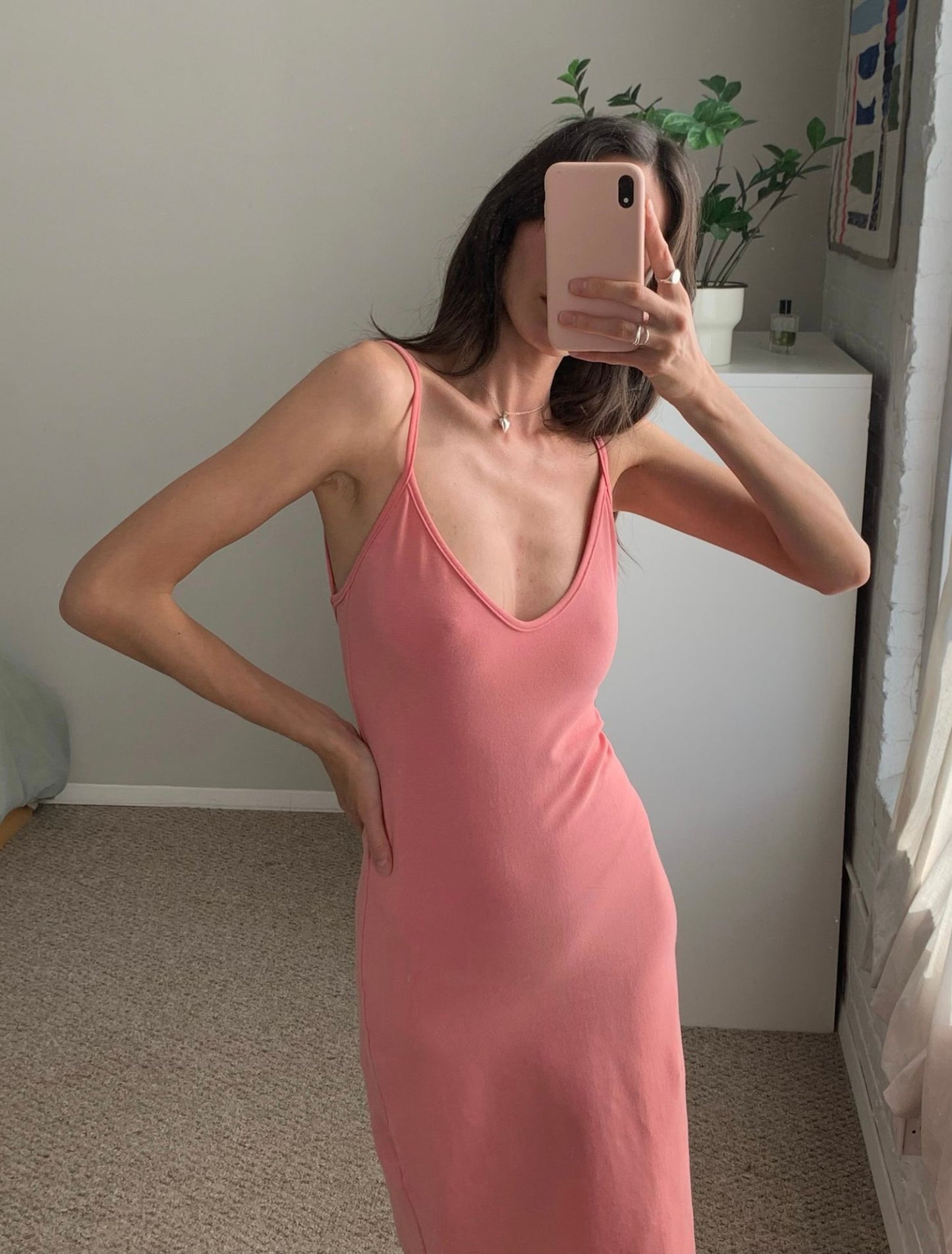 Melinda Slip Dress - Matte Pink