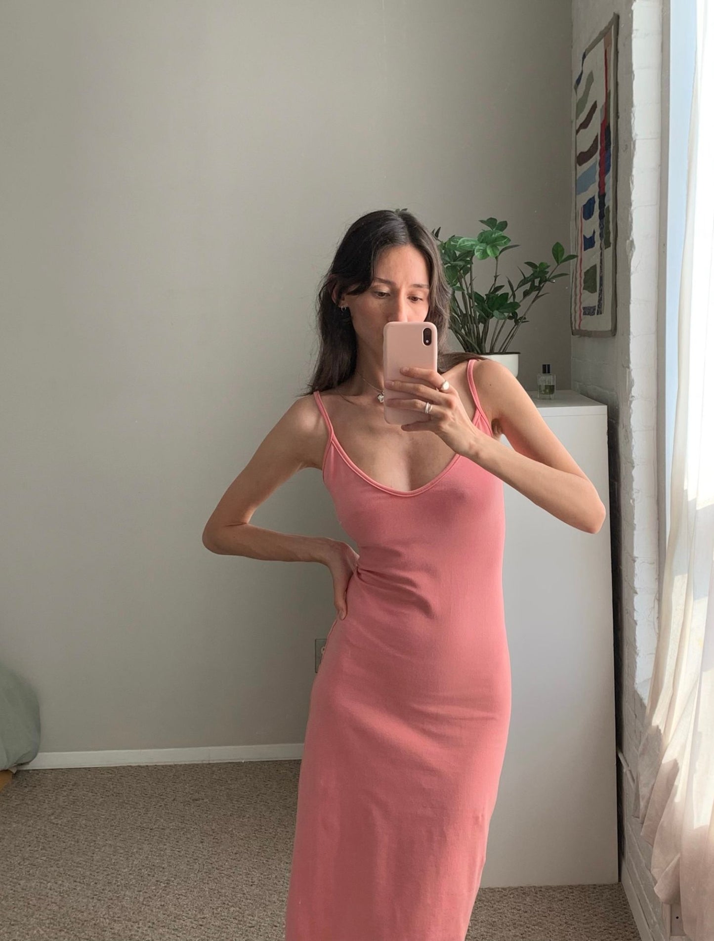 Melinda Slip Dress - Matte Pink