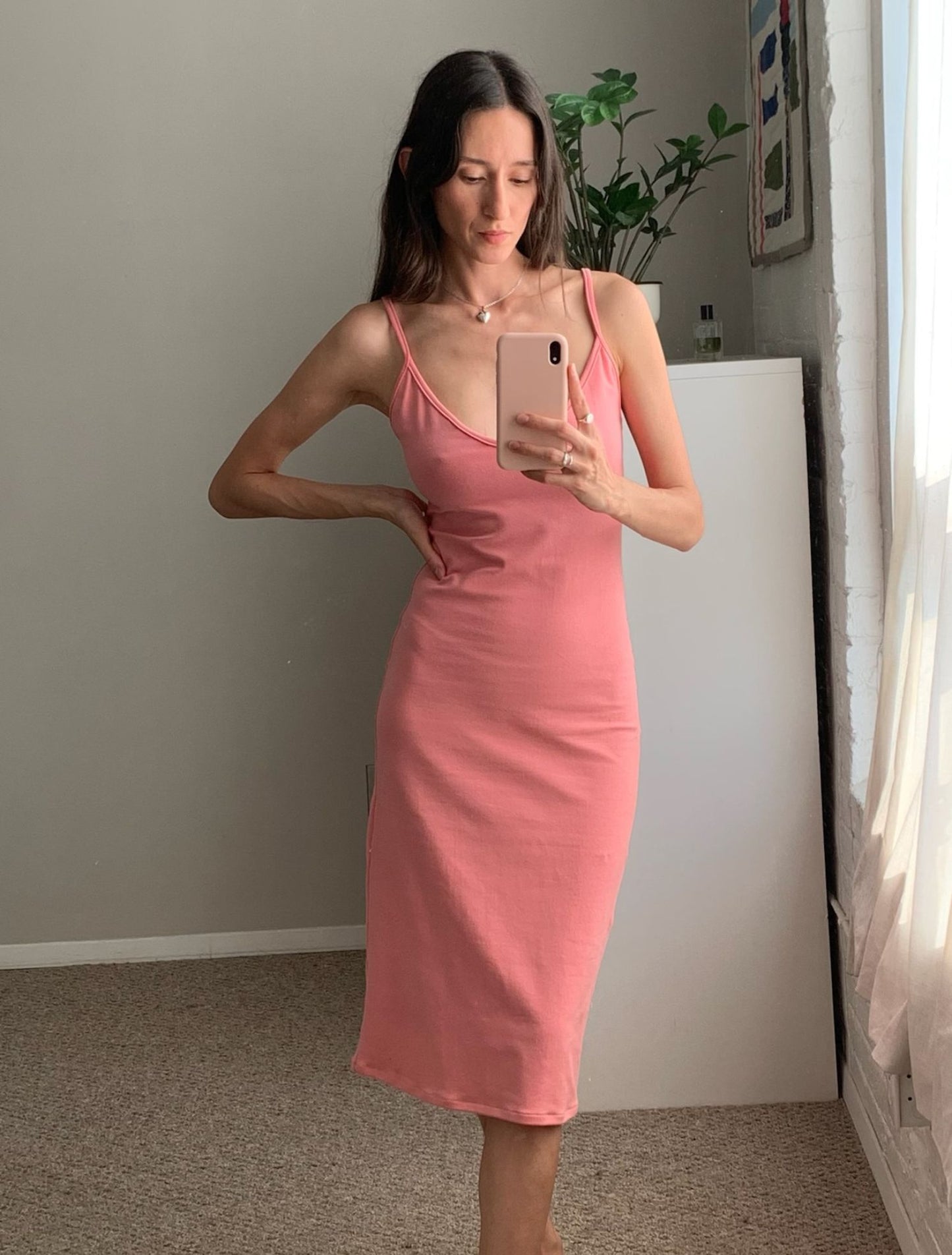 Melinda Slip Dress - Matte Pink