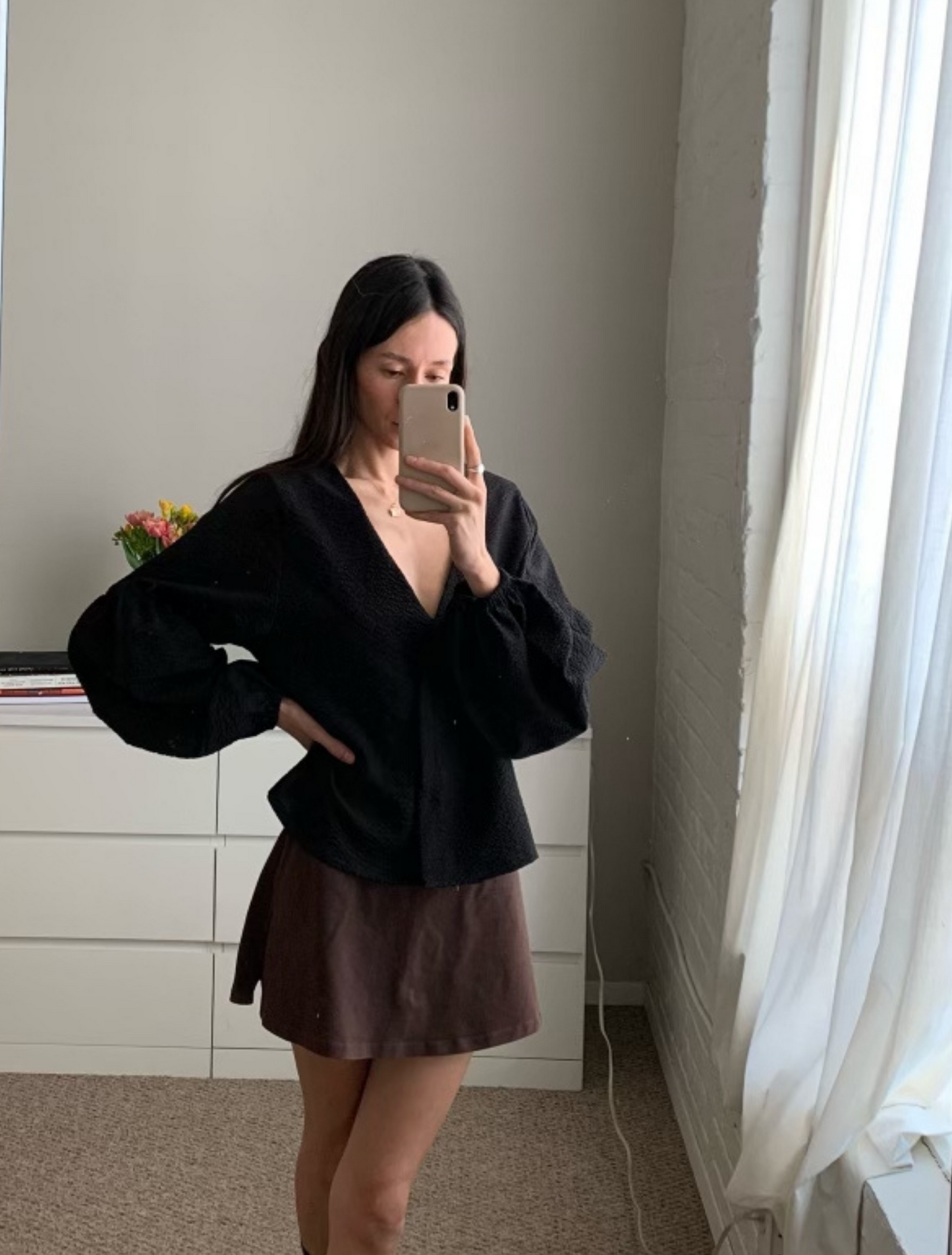 Agnes Blouse - Midnight Seersucker