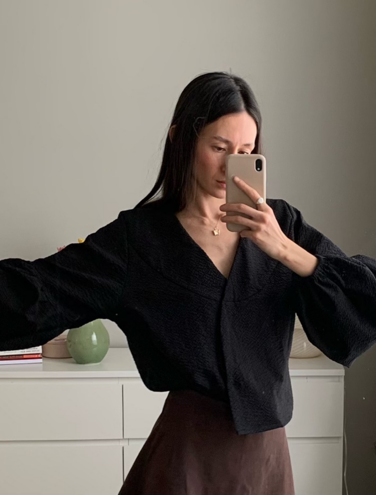 Agnes Blouse - Midnight Seersucker