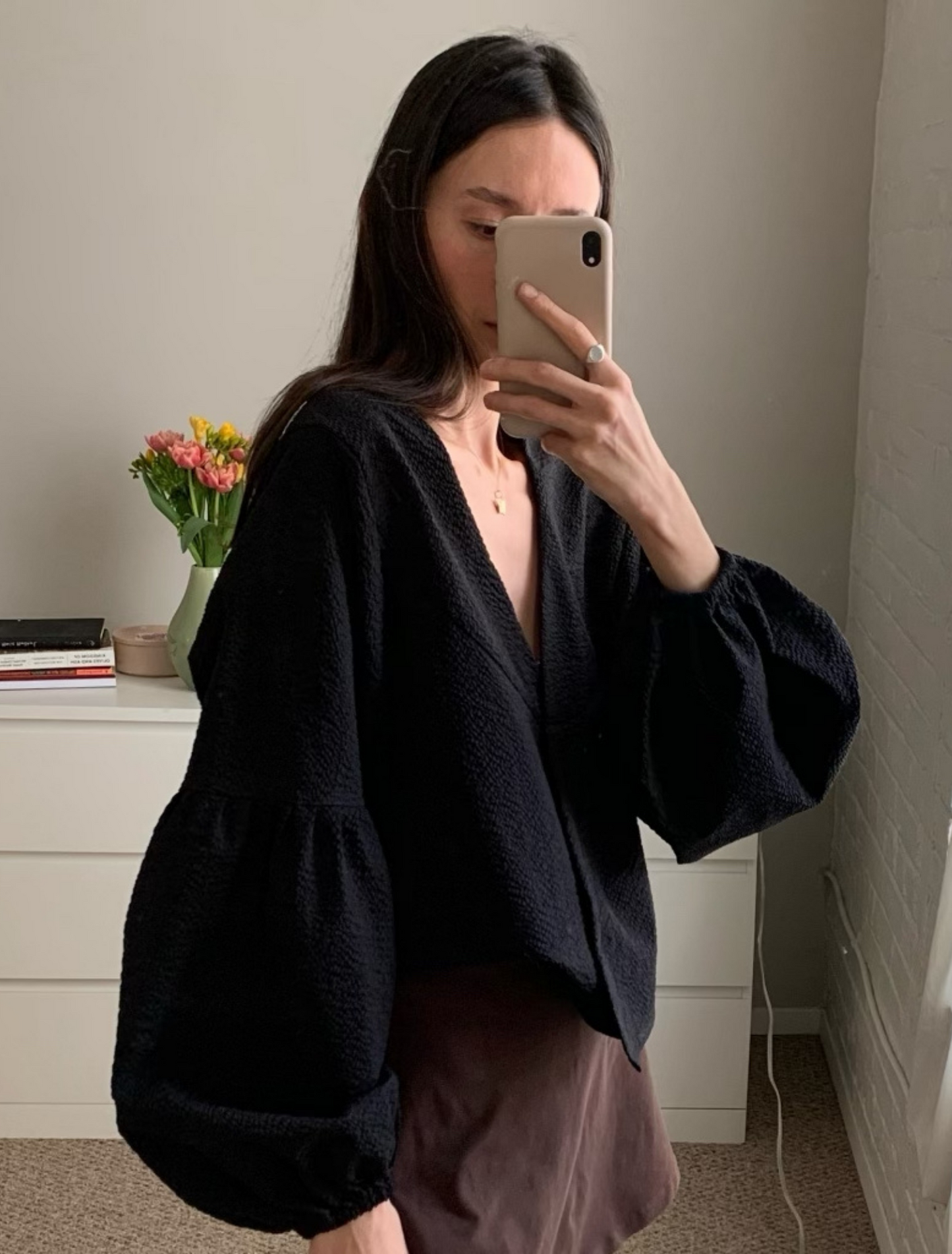 Agnes Blouse - Midnight Seersucker