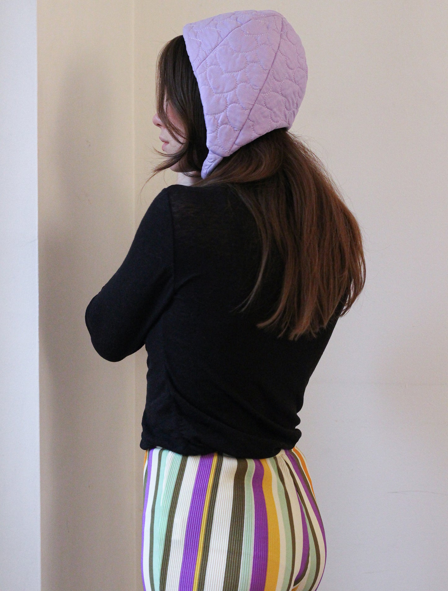 Quilted Cap - Lavender Hearts