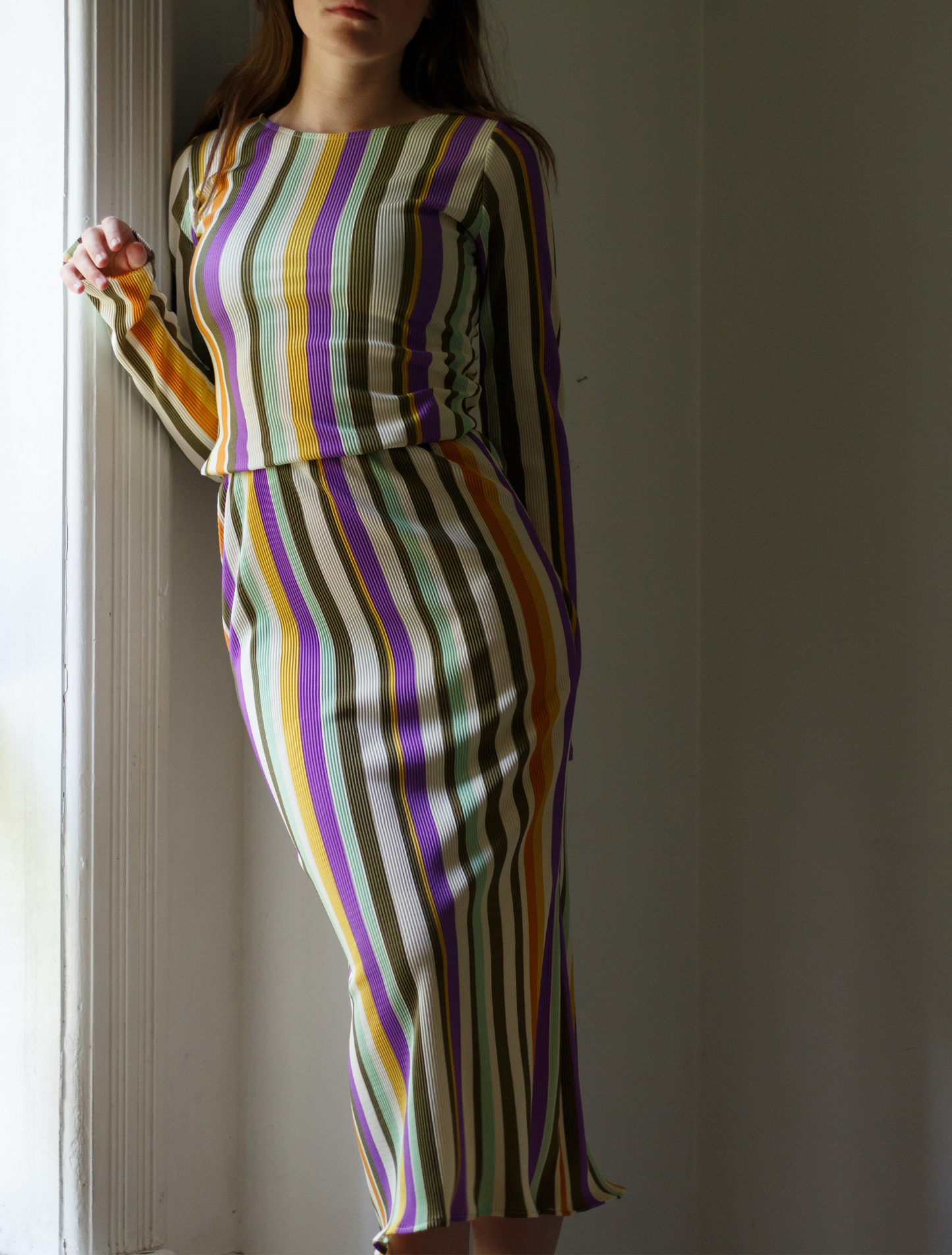 Raven Skirt - Pistachio Stripe - Sample