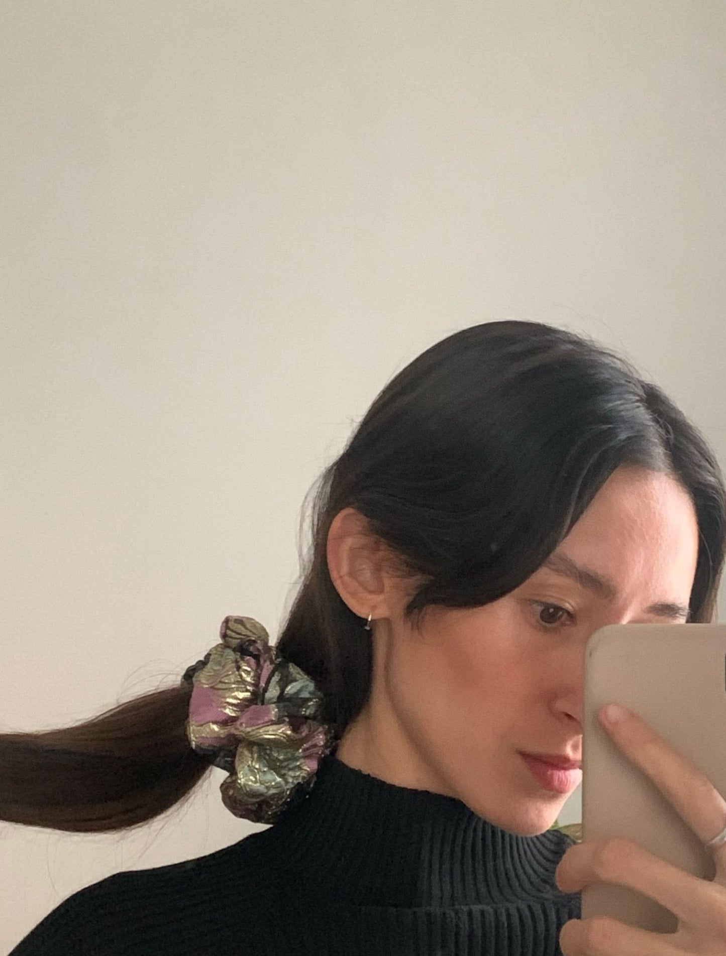 Scrunchie - Black Floral Jacquard