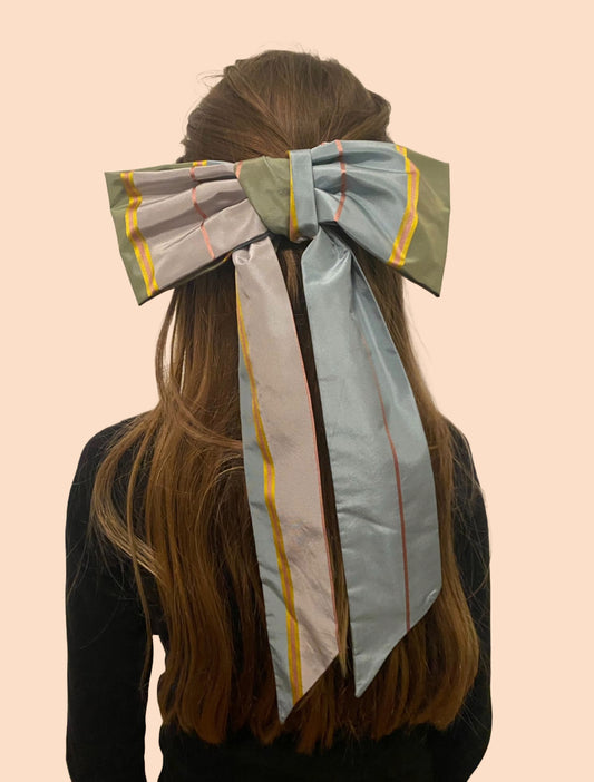 Eloise Hair Bow - Pastel Silk Stripe