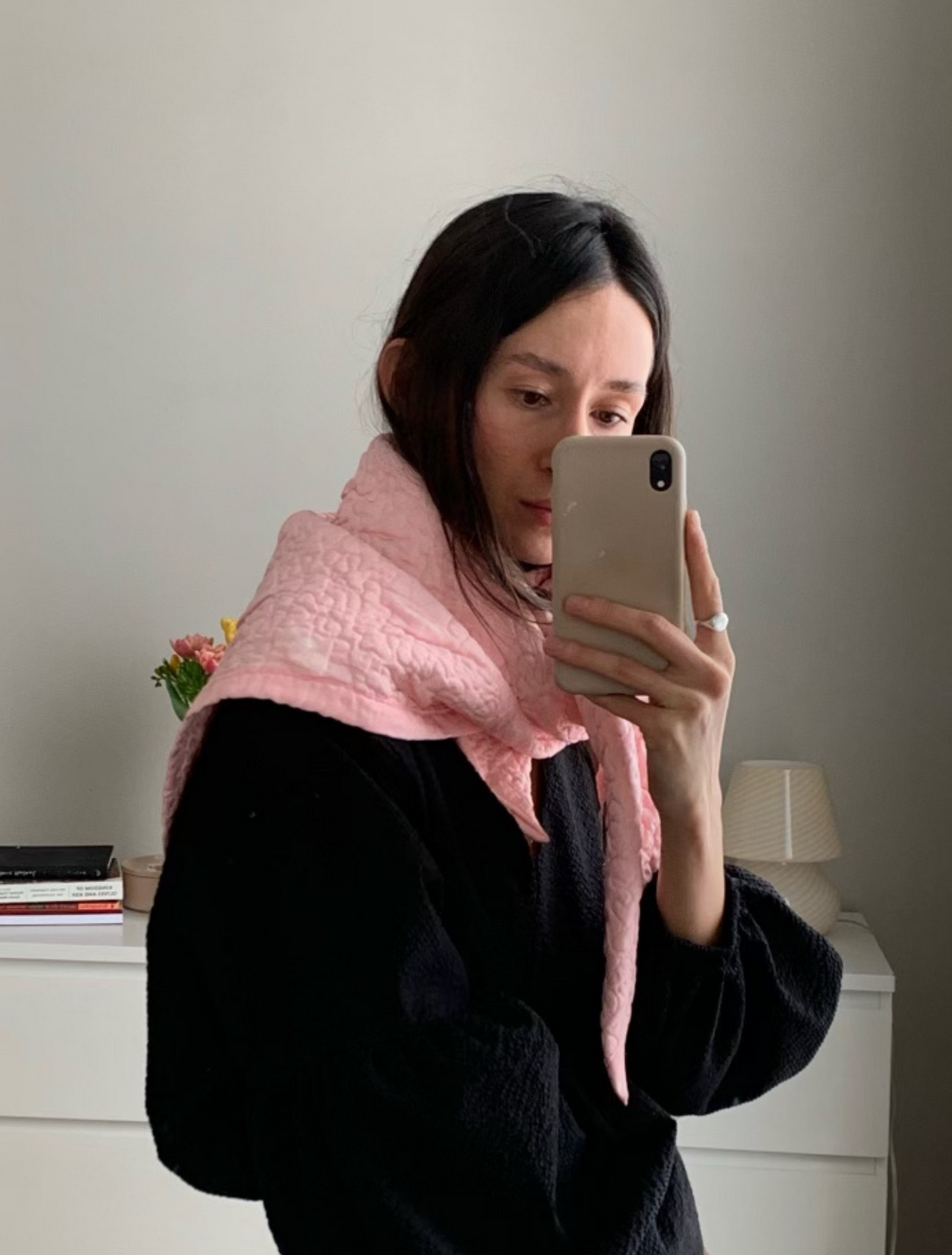 Pink Crane Limited Edition Quilted Scarf